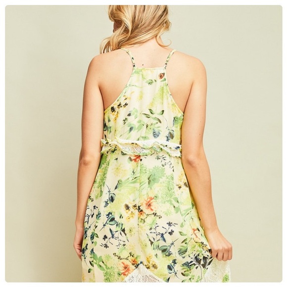 Tropical Lemon Green Resort Maxi Dress - Picture 8 of 12